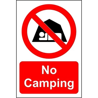 Image of No Camping sign 3mm Aluminium 300mm x 200mm