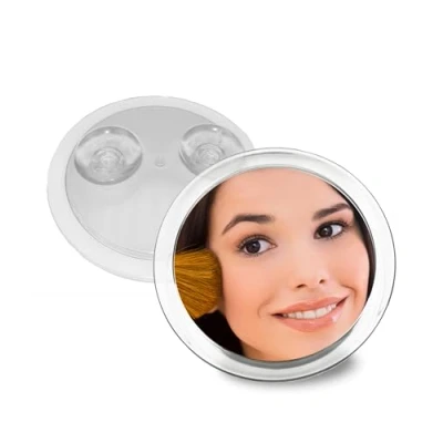 Image of Make up mirror with 5x magnification, premium bathroom makeup diameter 15 cm round suction cup, acrylic for home and on the go by Fantasia