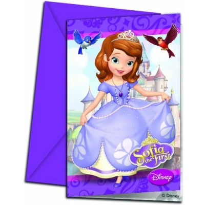 Image of Unique Party 71520 Disney Sofia the First Invitations, Pack of 6
