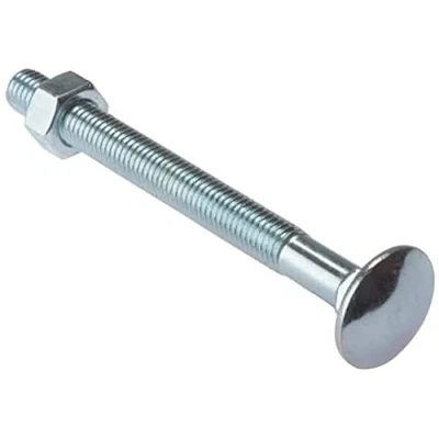 Image of Merriway BH02150 (2 Pcs) Carriage Bolts with Nuts, M6 x 75mm (1/4 inch 3 inch) Zinc Plated Pack of 2 Pieces
