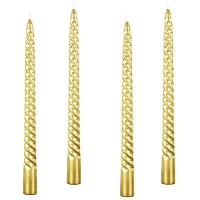 Image of Kemladio 4 pcs 10 inch Taper Candles, Burning Unscented Tapered Candles 8 hrs, Long Candle Sticks,Dinner Candle,Tall Sticks, Halloween (4pcs, Gold)