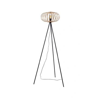 Image of Lindby tripod floor lamp Lielle, natural bamboo, Ø 40 cm