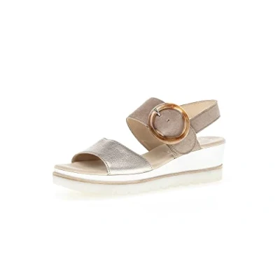 Image of Gabor Women Sandals, Ladies Wedge Sandals,Wedge Heel,Summer Shoe,Comfortable,Flat,Beige (Puder/Rabbit),38.5 EU / 5.5 UK