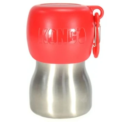 Image of KONG H2O Stainless Steel Dog Water Bottle &amp; Pet Travel Bowl, 9.5 oz Red