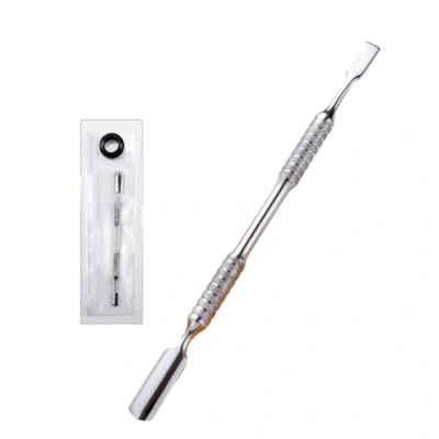 Image of Stainless Steel Cuticle Pusher Double Ended Nail Metal Spatula Cleaner Remover For Manicures Pedicures 2 In 1