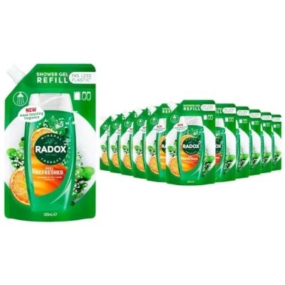 Image of Radox Mineral Therapy Feel Refreshed Refill Pouch body wash shower gel with a Eucalyptus &amp; Citrus oil fragrance for refreshing experience 500 ml Bulk Buy (24)
