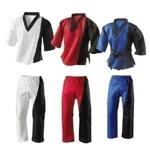 Image of Playwell Martial Arts V Neck Free Style Demo/Club Uniform Blue/Black 5/180cm