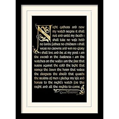 Image of Game of Thrones (Season 3 Nightwatch Oath 30x40 cm Mounted &amp; Framed,Black