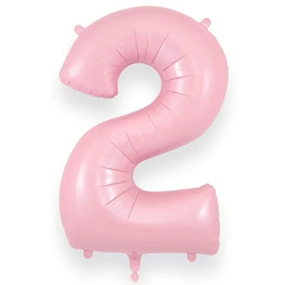 Image of Oaktree UK 34&quot; Number 2 Matte Pink Foil Balloon
