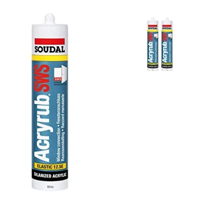 Image of 2 x Soudal Acryrub SWS Sealant Premium Paintable Elastic Acrylic Decorators Filler
