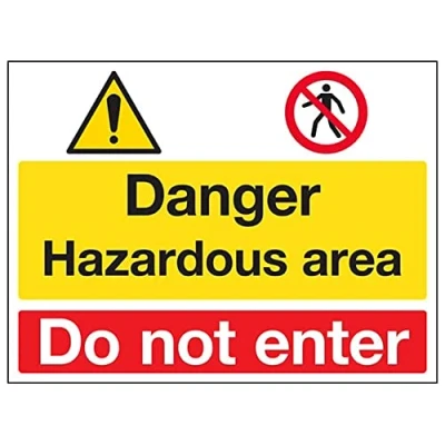 Image of V Safety Danger/Hazardous Area/Do Not Enter 600x450mm Self Adhesive Vinyl Sign