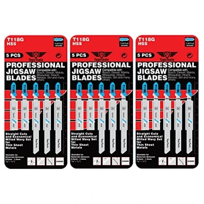 Image of 15 x TopsTools T118G Metal Cutting Jigsaw Blades Compatible with Bosch, Dewalt, Makita, Milwaukee and Many More