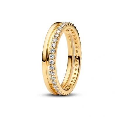 Image of Pandora Gold Double Band Ring 52
