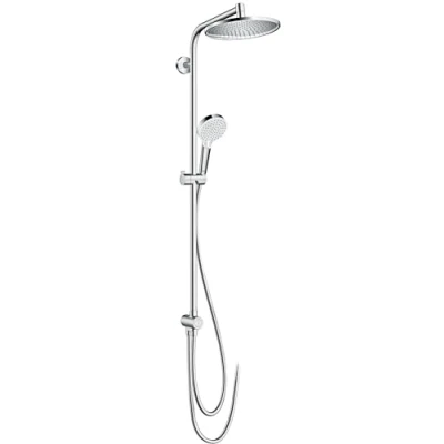 Image of Hansgrohe Crometta S Shower System 240 1 Spray Water Saving Without Thermostat/Mixer, Chrome, 27270000
