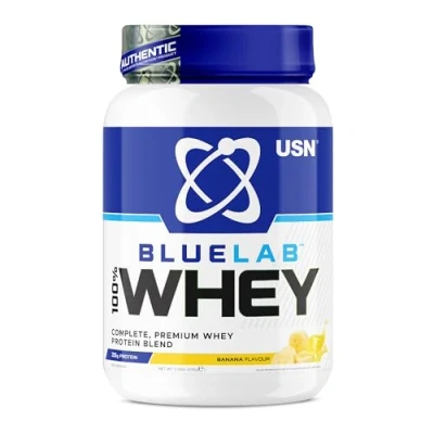 Image of USN Blue Lab Whey Protein Powder: Banana 908g Post Workout Isolate Muscle Building Powder Supplement With Added BCAAs