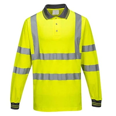 Image of Portwest Long Sleeved Cotton Comfort Polo Yellow Large