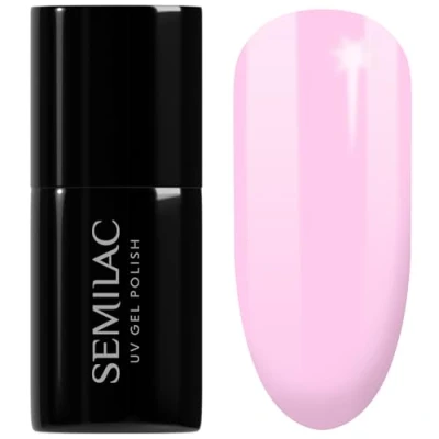 Image of SEMILAC 056 Pink Smile Gel Nail Polish. 100% Odourless, Long Lasting &amp; Easy To Apply. UV/LED Varnish For Manicure Pedicure At Home Or Salon 7ml