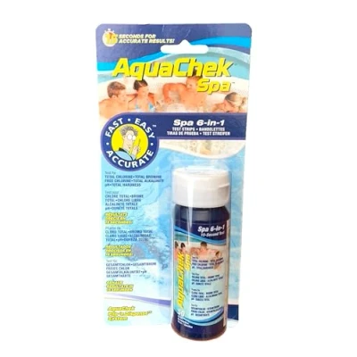 Image of Happy Hot Tubs AquaChek Spa 6 Way Test Strips Chlorine Bromine PH Hardness Total Alkalinity