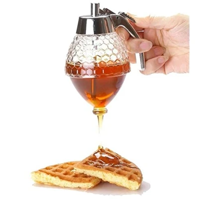 Image of NatureMan Acrylic Honey Dispenser,Honey Jar with Stand, No Drip Dispenser8 Oz Easy Works,Great for Syrup, Sugar, Sauces, Condiments and more