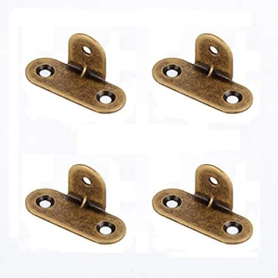 Image of Tiazza 4Pcs 90 Degrees Antique Brass Corner Bracket Joint Right Angle Brace Support Drawer Fixed Code