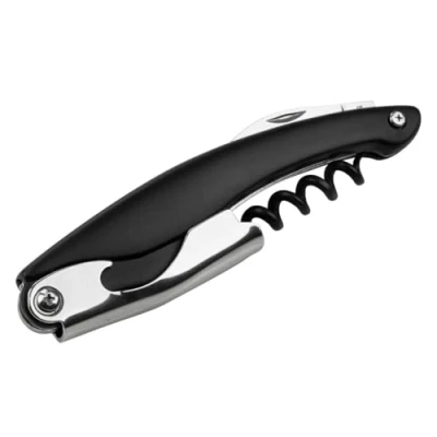 Image of Fackelmann Specter Waiter Corkscrew, Bottle Opener, Plastic, Stainless Steel, 11x2x2cm, Matte Black