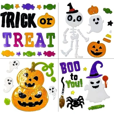 Image of Halloween Window Stickers Gel Clings (4 Sheets of Stickers)