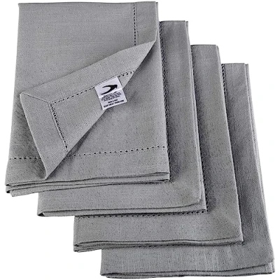 Image of Penguin Home Hemstitched Pure Cotton Washable and Reusable Oversized Kitchen Cloth Napkins 6 Pack, for Table Dining, Events, Parties, Lunch 50 x cm, Solid Grey, Set of (GSM 190)