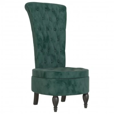 Image of vidaXL High Back Chair Dark Green Velvet Thickly Padded Accent with Sturdy Wood Frame Stylish and Comfortable Seating for Office or Living Room