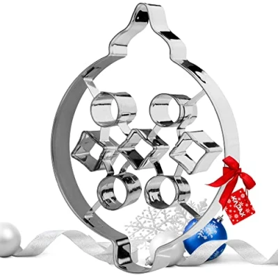 Image of KADAX Stainless Steel Cookie Cutters, Biscuit Cutters for Baking, Biscuits, Gingerbread, Christmas, Cake Decorations, Moulds, Various Shapes (Christmas Ball)