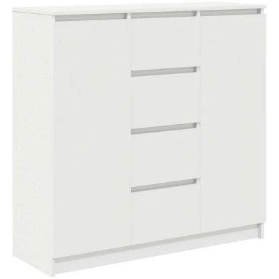 Image of vidaXL white sideboard storage cabinet engineered wood with drawers &amp; shelves versatile for living room/office use 100.5x35x98.5 cm
