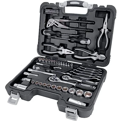 Image of Amazon Basics Household Tool Set, 65 Piece, Black