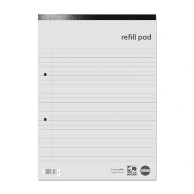 Image of RHINO A4 Refill Pad, Writing 160 Page / 8mm Lined with Margin, 10 Pack, White Hole Punched Paper, Office &amp; School Stationery Supplies
