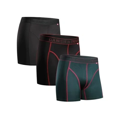 Image of DANISH ENDURANCE Men&#039;s Sports Trunks, Breathable, Soft, Quick Dry, 3 Pack, Multicolor: 1 X Black, Green/Purple, Black/Red, 3XL