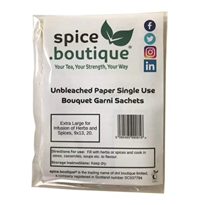 Image of .boutique, Spice.boutique Single Use Bouquet Garni, Herb &amp; Spice Sachets Bags, Biodegradable Unbleached Paper, (13 x 9cm). 20