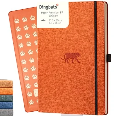 Image of Dingbats* Wildlife Dotted Extra Large A4 Notebook PU Leather Hardcover Journal for Work, Writing Pocket, Elastic Closure, Pen Holder, Bookmark