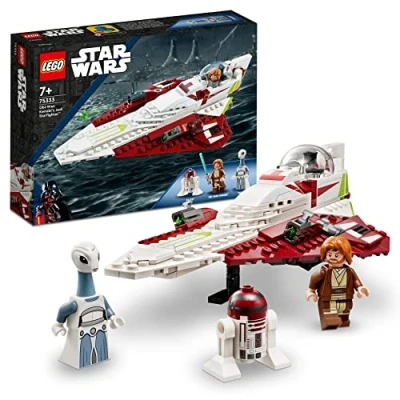 Image of LEGO Star Wars Obi Wan Kenobi’s Jedi Starfighter Set, Buildable Toy for 7 Plus Year Old Boys and Girls, with Taun We Minifigure, Droid Figure Lightsaber, Attack of the Clones Gift Idea 75333