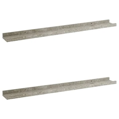 Image of vidaXL Wall Shelves 2 pcs in Concrete Grey Versatile MDF Mounted Modern Shelving Units Suitable for Living Room, Bedroom, Office Stand Out Decorative Storage Solutions