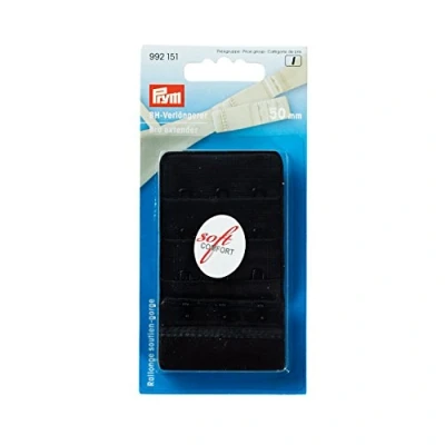 Image of Prym Bra Extender Hooks, Cotton, Black, 4.5 x 2 0.2 cm