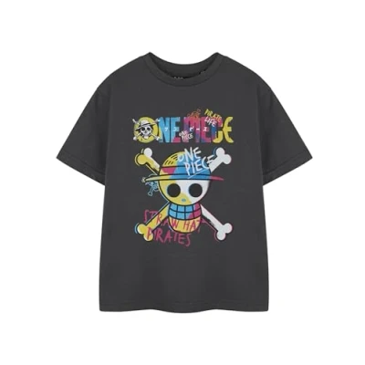 Image of Vanilla Underground One Piece Pirate Life Boys Grey Short Sleeved T Shirt Graphic Tee for Kids Ship Adventure Theme Childrens Nautical Apparel Merchandise