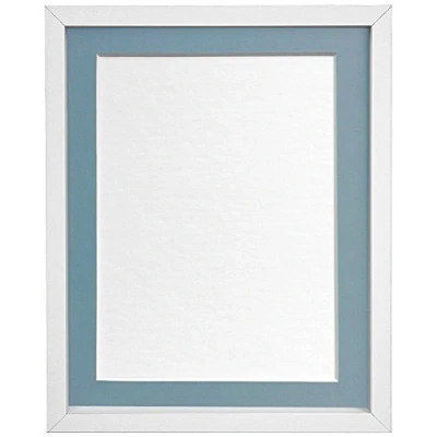 Image of FRAMES BY POST Rio Picture Photo Frame, MDF Wood, White with Blue Mount, 10 x 8 Inches Image Size A5