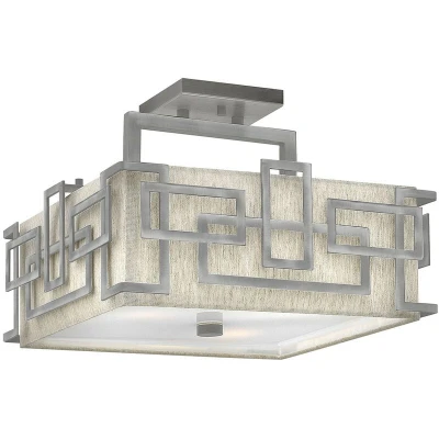 Image of Lanza 3 Light Semi Flush Mount Ceiling Nickel, E27