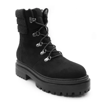 Image of Fashion Thirsty Womens Lace Up Ankle Boots Ladies Warm Faux Fur Lined Snow Winter Low Heel Grip Sole Flat Comfy Lightweight Boot Walking Rain Shoes