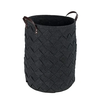 Image of WENKO Trovo Laundry Hamper Capacity 75 litres, 100% Polyester, Gray, 40 x 60 cm
