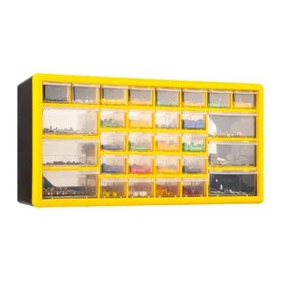 Image of CraftGenes Tool Storage Organiser 30 Drawer Garage &amp; Workshop Box with Adjustable Dividers, Wall Mountable Screw