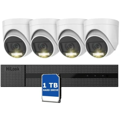 Image of Hilook Home Wired Camera Security System: 8CH 3K Lite H.265+ AI DVR with 1 TB Hard Drive and 4 x 5MP IP66 Cameras featuring Dual Light, Human/Vehicle Detection, Color Night Vision Mic