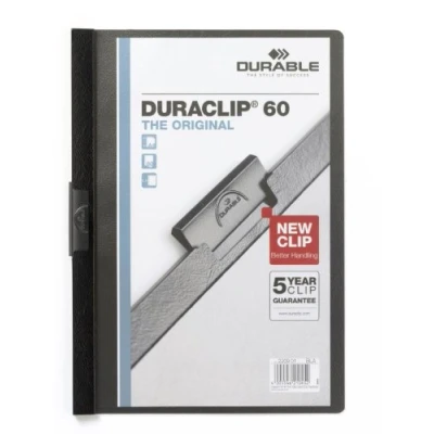 Image of Durable DURACLIP 60 A4 Clip Folder Holds up to Sheets of Paper Robust Metal Sprung Pack 25 Black Coloured Files