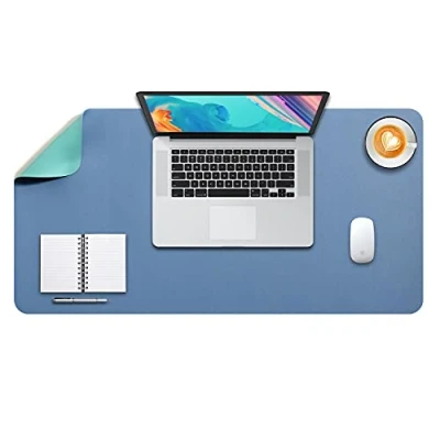 Image of DOBAOJIA Desk Pad X Large, Mat, Blotter, Laptop Pad, Extended Mouse XXL, Writing for Office/Home, Dual Side Use PU Leather Waterproof 31.5&quot; 15.7&quot;(Steel Blue/Green)