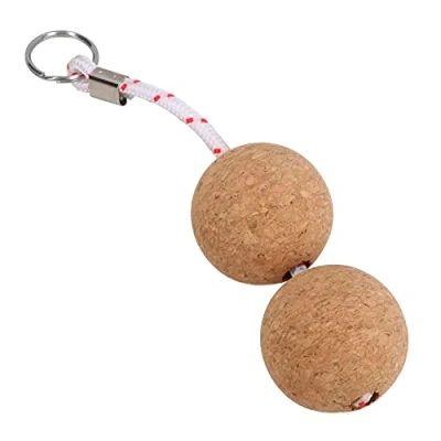 Image of AB Tools 52mm Floating Cork Twin Ball Keyring Key Float Boat Fishing Sailing Buoyant Ring