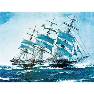 Image of Fine Art Prints Spurling Clipper Ship Sobraon Painting Large Wall Print Canvas Premium Mural,Multi color,18 x 24 inches