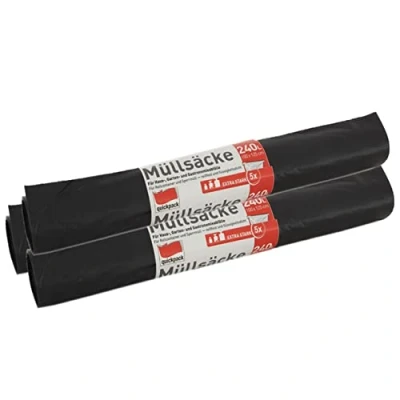 Image of Black Bin Bags Extra Strong and Tear Resistant XXL 240 Litres (100 x 125 cm) Pack of 3 15